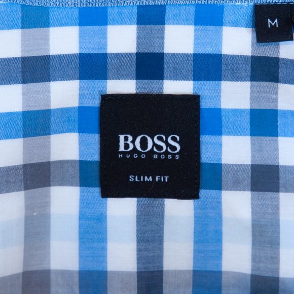 Hugo Boss Blue Check Slim Fit Casual Shirt - Picture 3 of 4